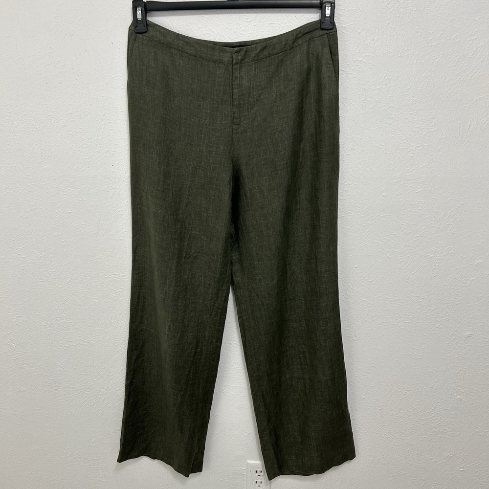 Ellen Tracy Company Dark Green Wide Leg Pants Size 12 Business Casual Workwear